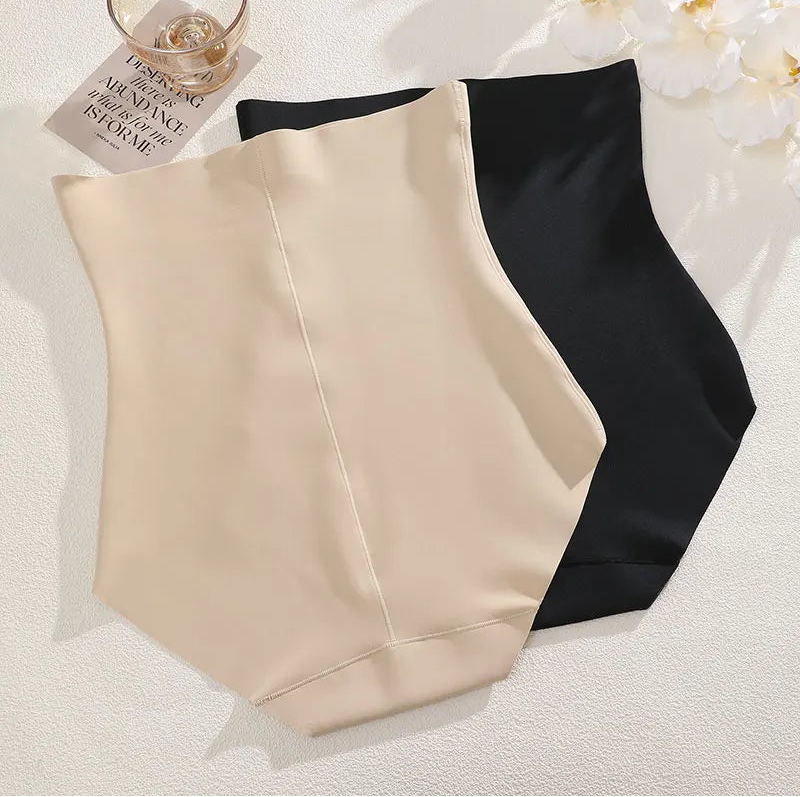 High waisted shaper underwear in beige and black flat lay back view – REYVA