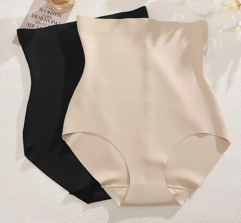 High waisted shaper underwear in beige and black flat lay view – REYVA