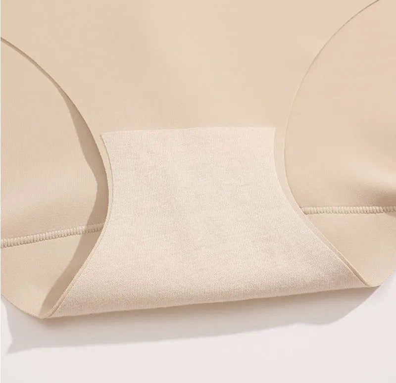 Close-up of beige high waisted shaper underwear inner cotton lining and seamless construction – REYVA
