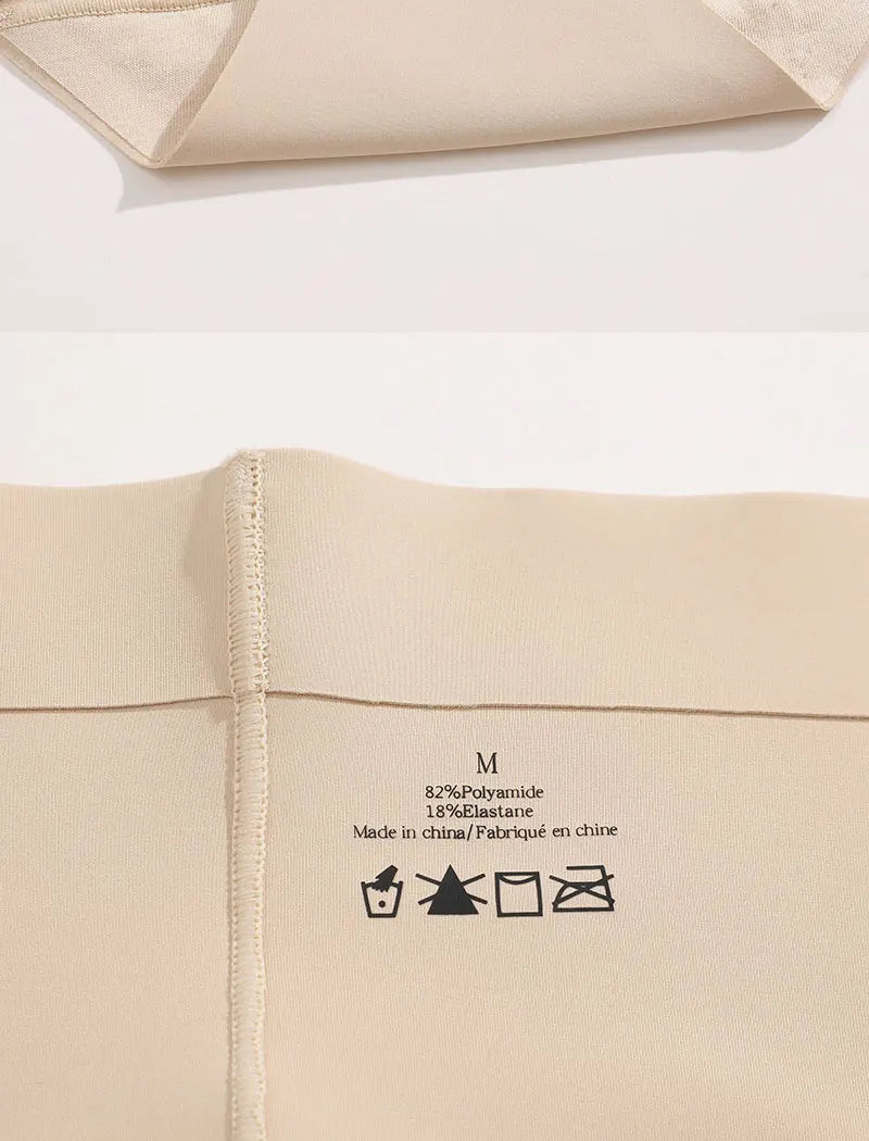 High waisted shaper underwear care label showing 82% polyamide 18% elastane fabric composition – REYVA